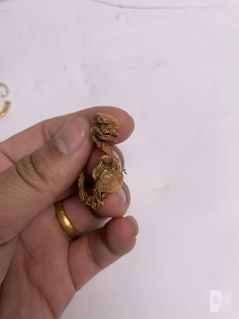 清 金纍丝龙型耳环一对 - 图4